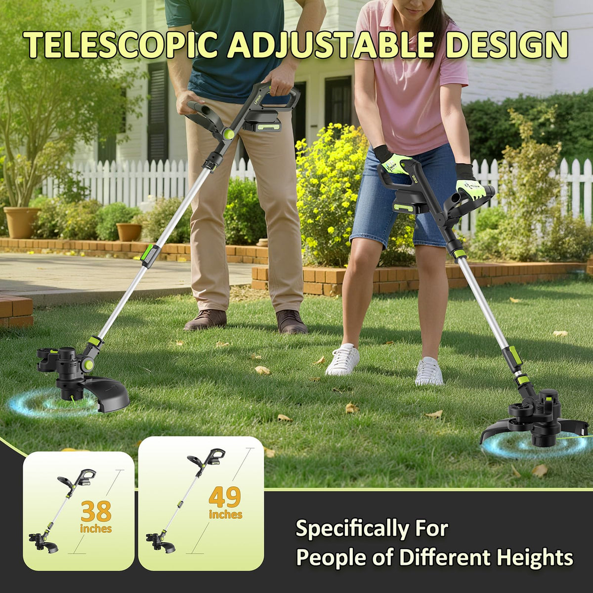 12-in Cordless String Trimmer/Edger, Two 2.0Ah Batteries, Auto Line Feed