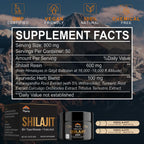 Shilajit Pure Himalayan Organic Resin - 800mg Gold Grade Shilajit Resin with Fulvic Acid & 85+ Trace Minerals Complex for Energy, Strength & Immunity, Shilajit for Men & Women, 800mg