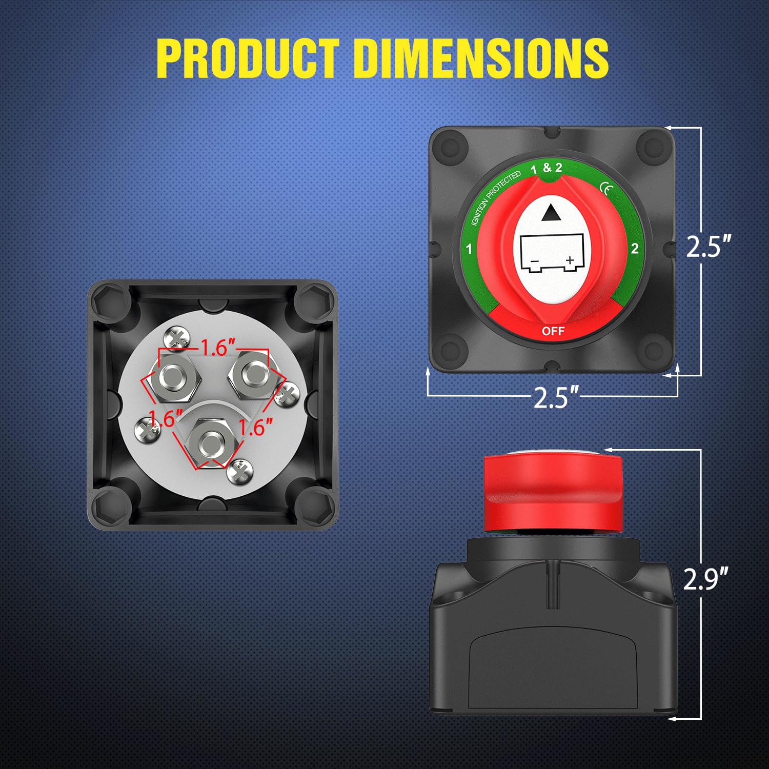 Buy now Nilight 1-2-Both-Off Battery Switch, 12V-48V Disconnect Master Cutoff Switches for Marine Boat Car RV ATV UTV Vehicle, Waterproof Heavy Duty Isolator at indiglob india