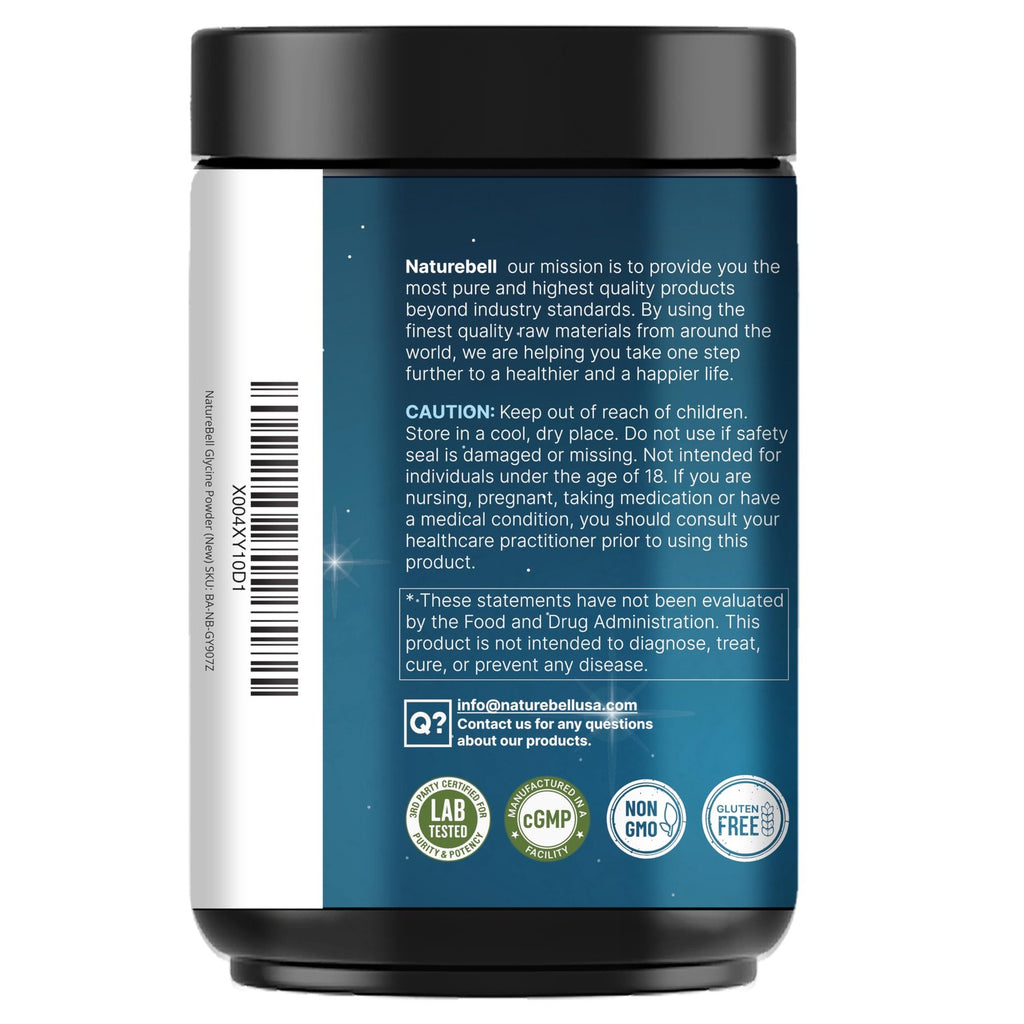 Glycine Powder, 300 Servings (2 lb) – 3,000 mg Free-Form Glycine Per Serving – Unflavored Pure Powder – Non-GMO, cGMP Manufactured