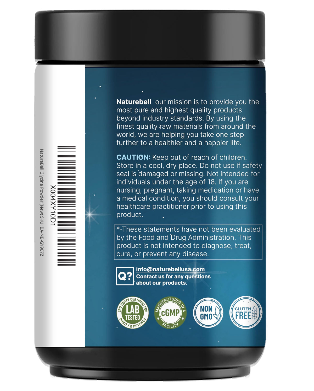 Glycine Powder, 300 Servings (2 lb) – 3,000 mg Free-Form Glycine Per Serving – Unflavored Pure Powder – Non-GMO, cGMP Manufactured