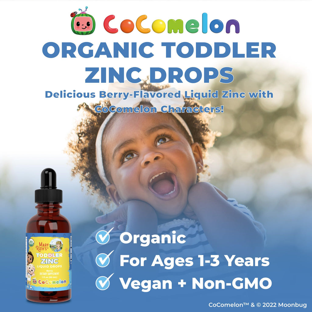 MaryRuth's Cocomelon Toddler Liquid Zinc, Sugar Free, Vegan, 1 Fl Oz