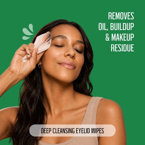 100PCs Tea Tree Eyelid Wipes – Cleaning Eye Wipes for People with Dry Eyes & Allergies – Gentle Eyelid Cleanser with Hyaluronic Acid, Chamomile and Aloe – Individually Wrapped & Biodegradable