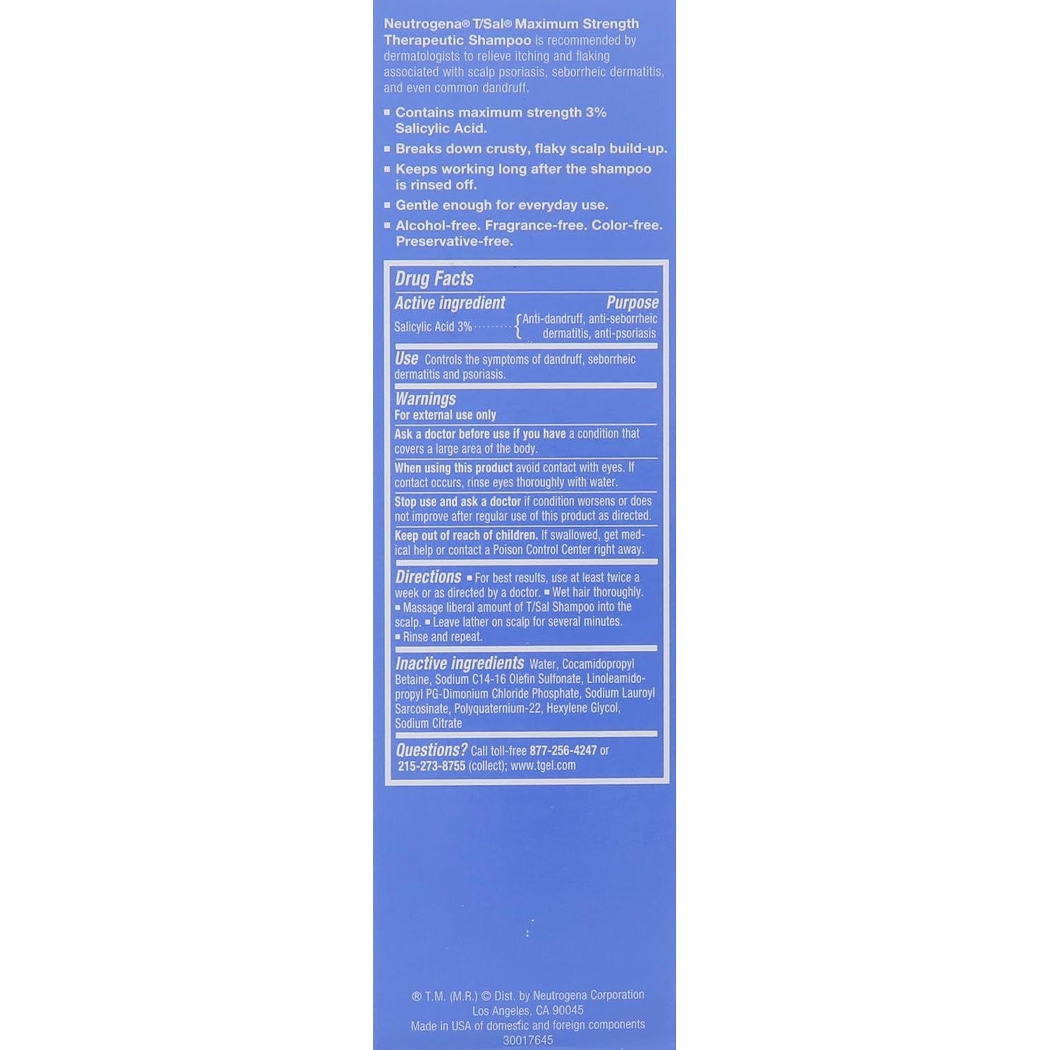 Buy now Neutrogena T/Sal Therapeutic Shampoo, Scalp Build-Up Control 4.5 oz, 130 fl oz at indiglob india