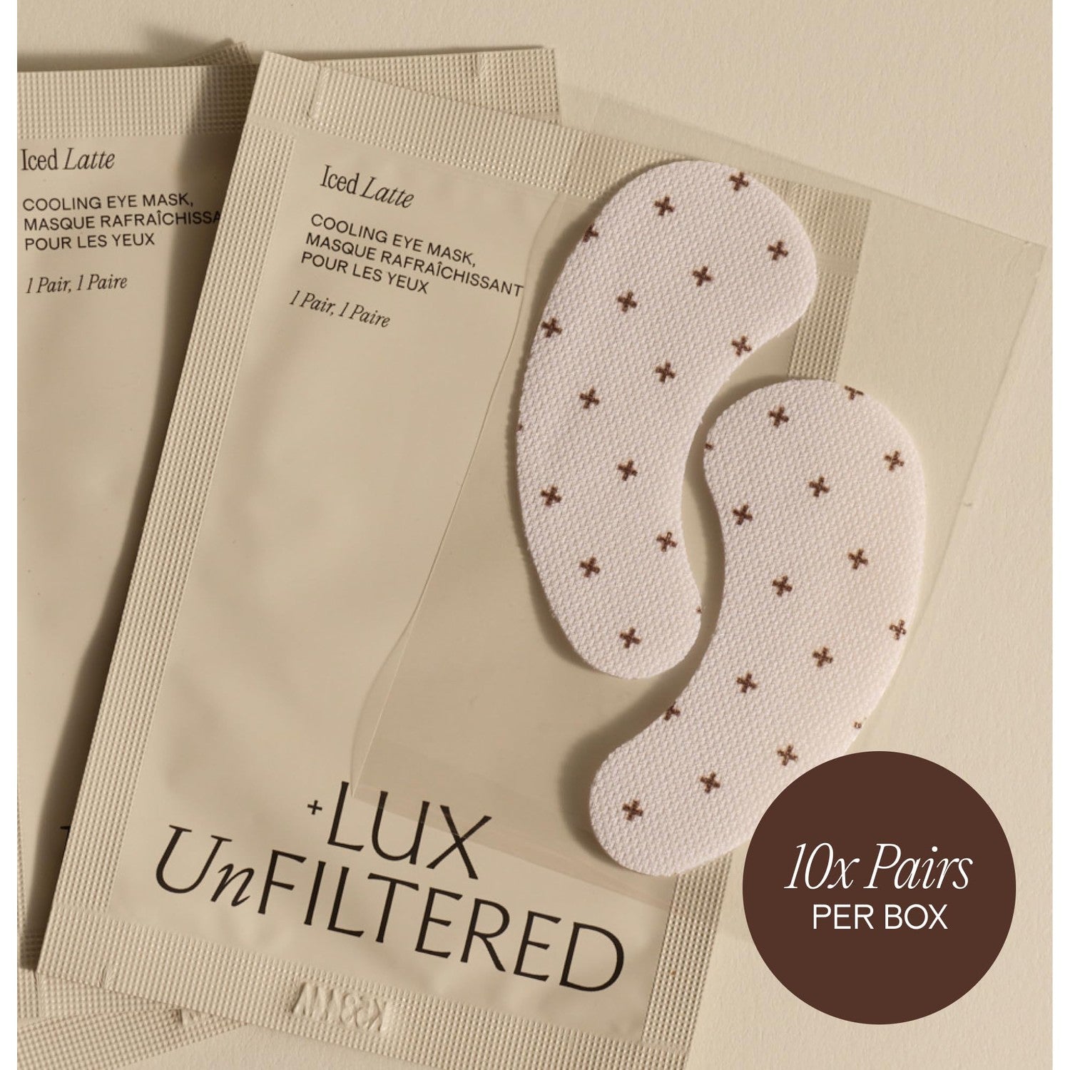 + Lux Unfiltered - Iced Latte Cooling Under Eye Patches - Eye Masks | Caffeine, Niacinamide & Hyaluronic Acid Eye Mask (10 Pairs) - Depuffs, Brightens Dark Circles, Hydrates - Vegan, Cruelty-Free