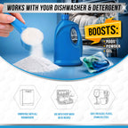 Dishwasher Detergent Booster Prewash Powder - ACTIVE Citric Acid Dishwashing Additive for Hard Water, Natural Dish Washer Shine & Rinse Aid, Lime Scale Remover for Cloudy Glassware - 64 Uses (32-oz)
