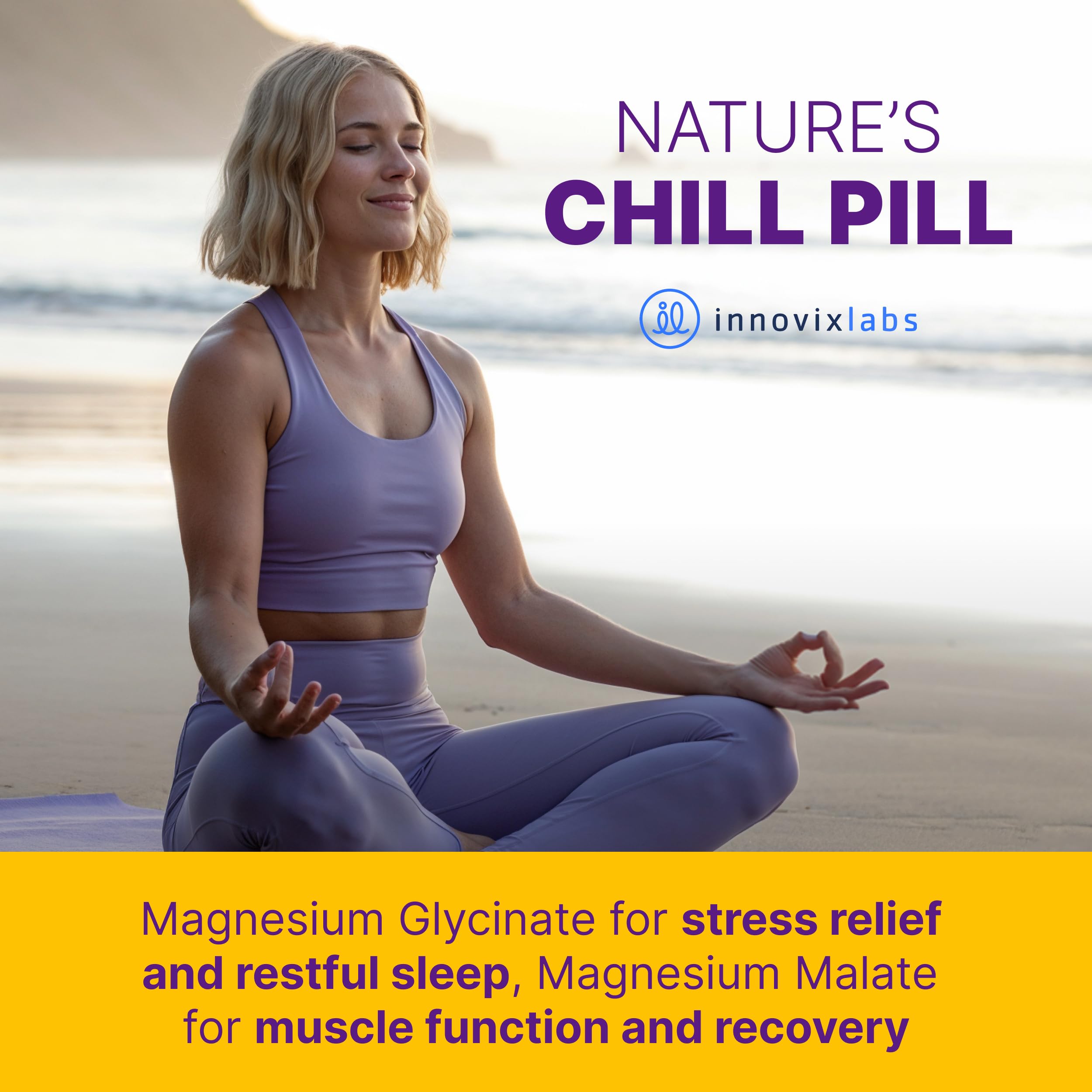 InnovixLabs Advanced 2-in-1 Magnesium Glycinate & Magnesium Malate 210mg Capsules, High Absorption Chelated Magnesium Supplement, Supports Relaxation Sleep Muscle & Bone Health, Vegan, 150-Day Supply