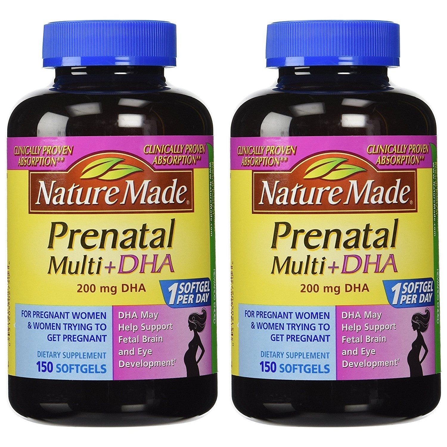 Nature Made Prenatal Multi + Dha, 200mg, 150 Softgels 2pack