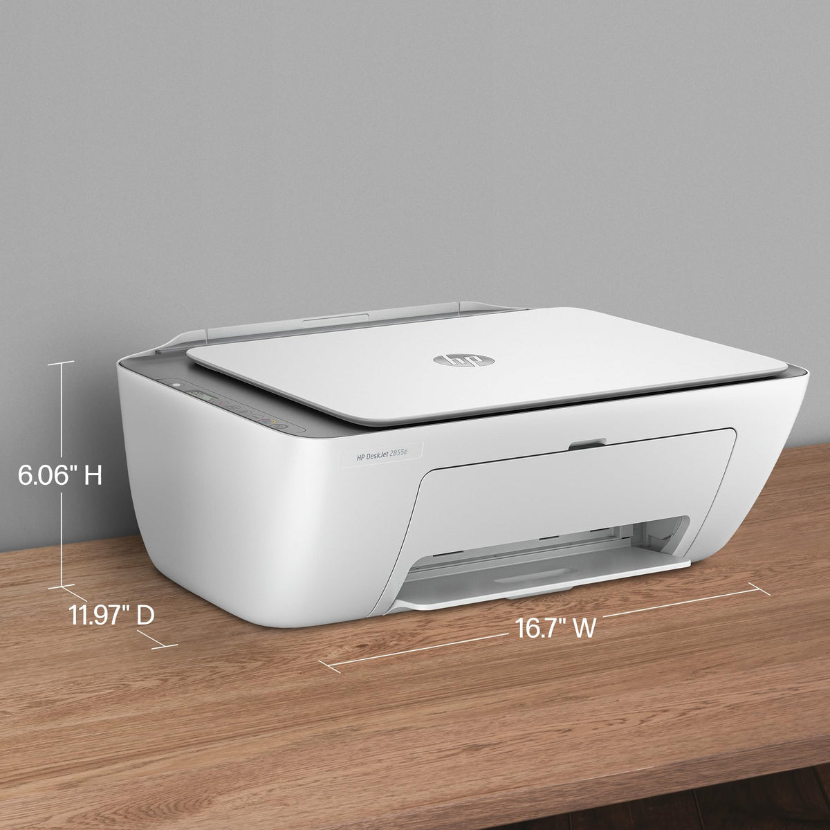HP DeskJet 2855e Wireless All-in-One Color Inkjet Printer, Scanner, Copier, Best-for-home, 3 month Instant Ink trial included. This printer is only 2.4 ghz capable. (588S5A)