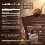 Mushroom Coffee, 2000mg Organic Instant Coffee with 6 Adaptogenic Mushrooms (Lion’s Mane & Turkey Tail), with MCT Oil & Coconut, for Focus, Energy, Digestion & Immune Support, 30 Servings