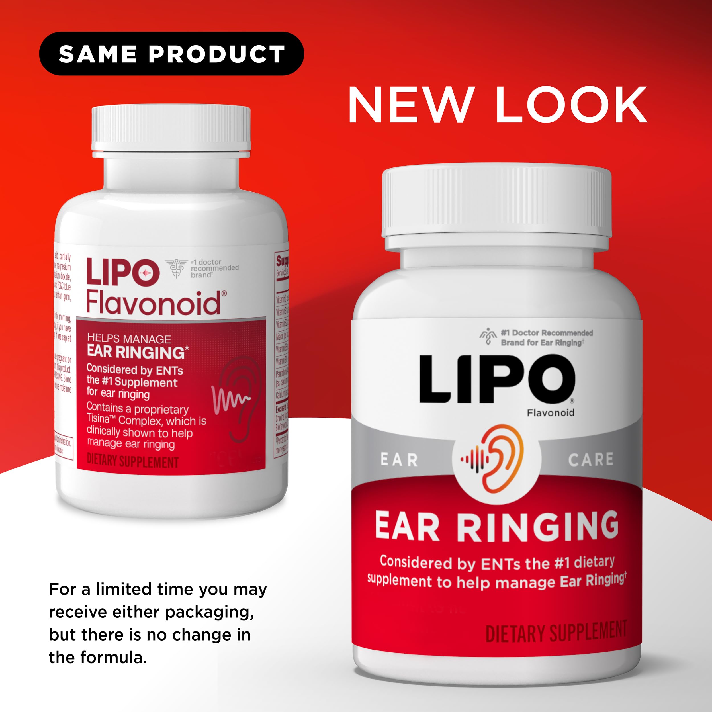 LIPO Ear Ringing Support, Lemon Bioflavonoid Complex, 100 Caplets