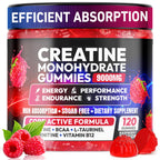 Creatine Monohydrate Gummies 5000MG, Creatine Gummy for Men & Women 120Ct | Pre-Workout for Adults, Creatine Gummy with L-Taurine, BCAA 2:1, B12/6 for Muscle Support, Enhance Strength, Energy Boost