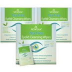 NOVEHA 60PCs Tea Tree Oil Eyelid & Lash Wipes | With Hyaluronic Acid, Green Tea & Chamomile For Blepharitis, Itchy & Stye Eyes, Individually Wrapped, Natural Eyelash Makeup Remover & Daily Cleanser