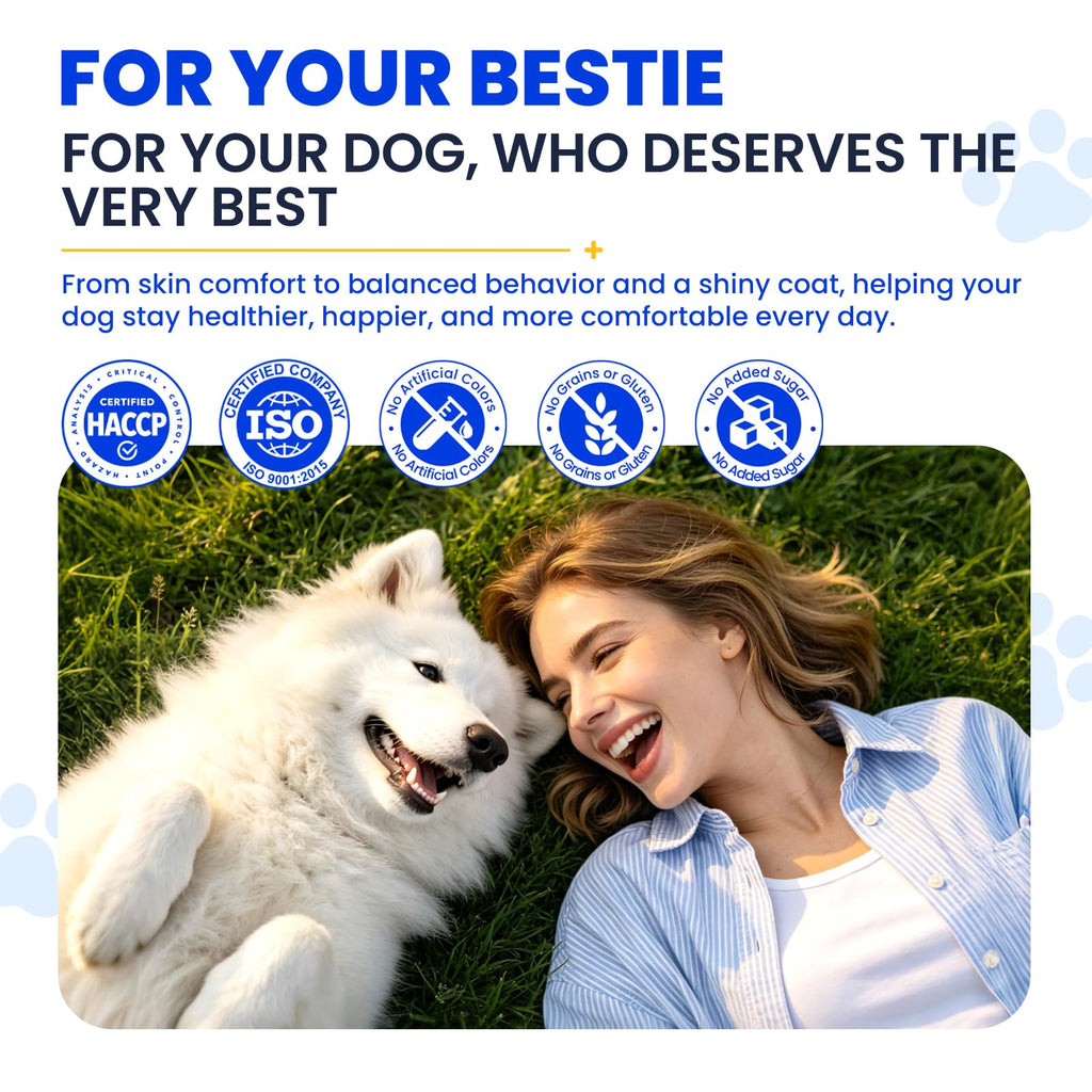 Fish Oil for Dogs Allergy and Itch Relief Chews - Omega 3 for Dog Skin and Coat Care - Salmon Oil for Dogs Anti Shedding Supplement Hot Spot Treatment EPA & DHA 200 Ct