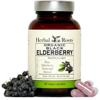 Herbal Roots Organic Black Elderberry Capsules - Max Strength - USDA Certified Organic - Immune Support - 60 Vegan Capsules
