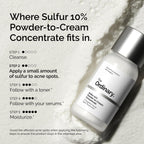 The Ordinary Sulfur 10% Powder-to-Cream Acne Spot Treatment Concentrate, Reduces Pimple Size and Zit Redness, 0.18 Oz