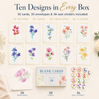 30 Premium Blank Cards with Envelopes & Stickers, 4x6 Inches