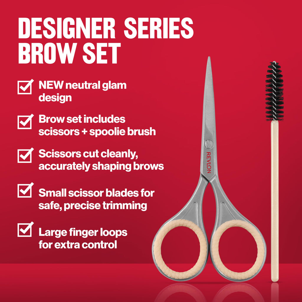 Buy now Revlon Designer Series Brow Set, Trimming and Shaping Eyebrow Kit with Scissors and Spoolie Brush, Easy to Use at Home or on The Go, 1 Count at indiglob india