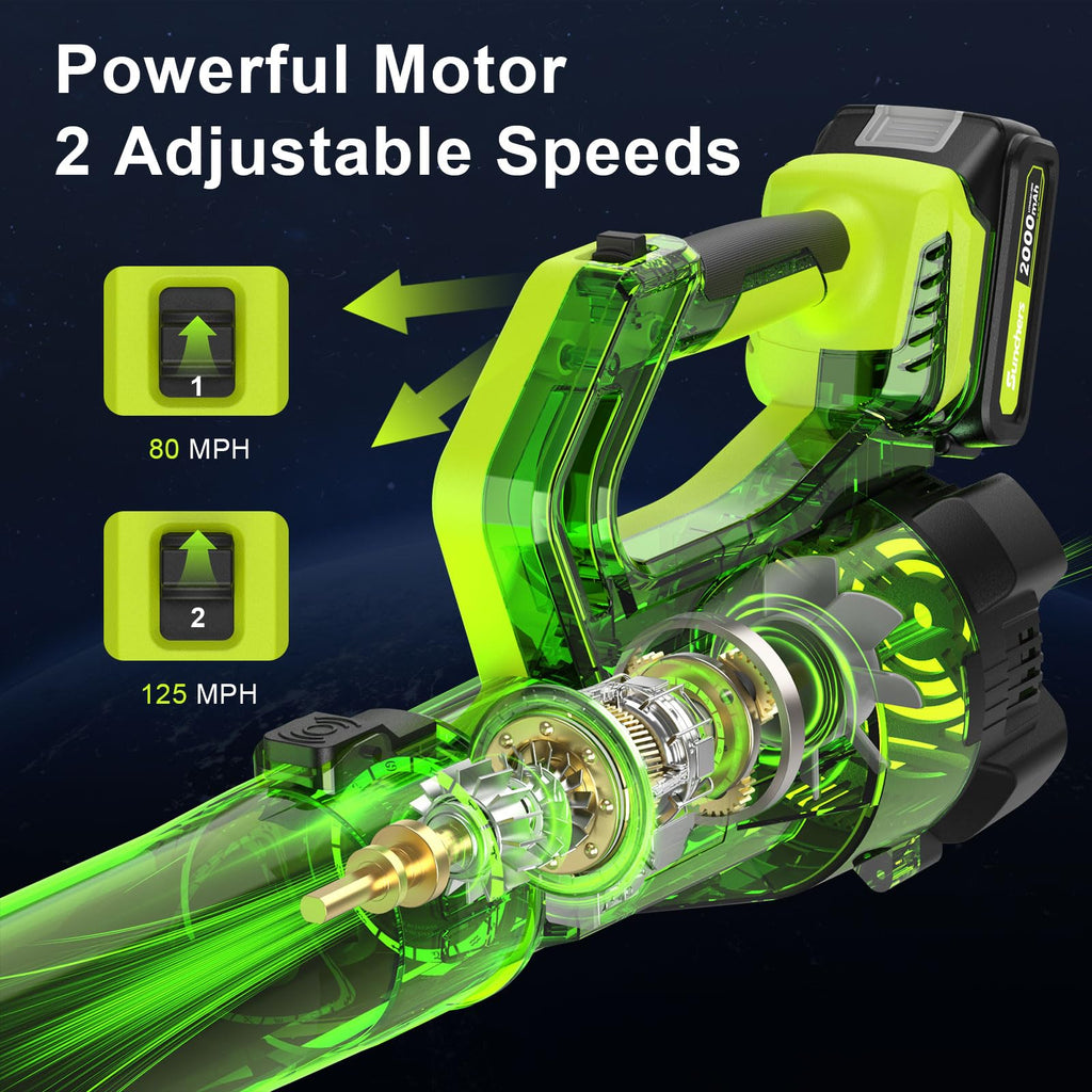 Leaf Blower Cordless with 2 Battery and Charger, Electric Powerful Blower