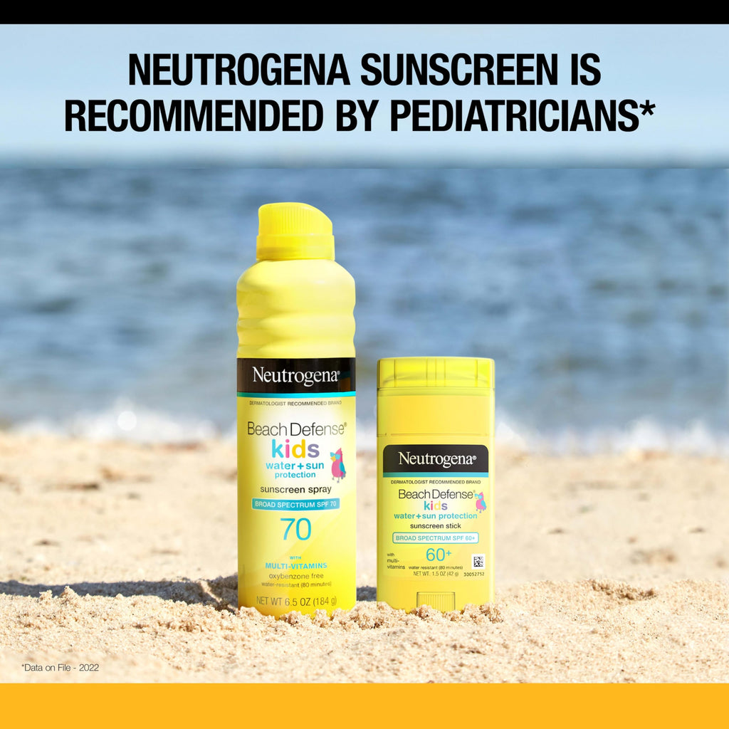 Neutrogena Beach Defense Kids Sunscreen Stick SPF 60+, 1.5 oz | Hawaii Reef Act 104 Compliant, Octinoxate & Oxybenzone Free, Face & Body, Travel Size