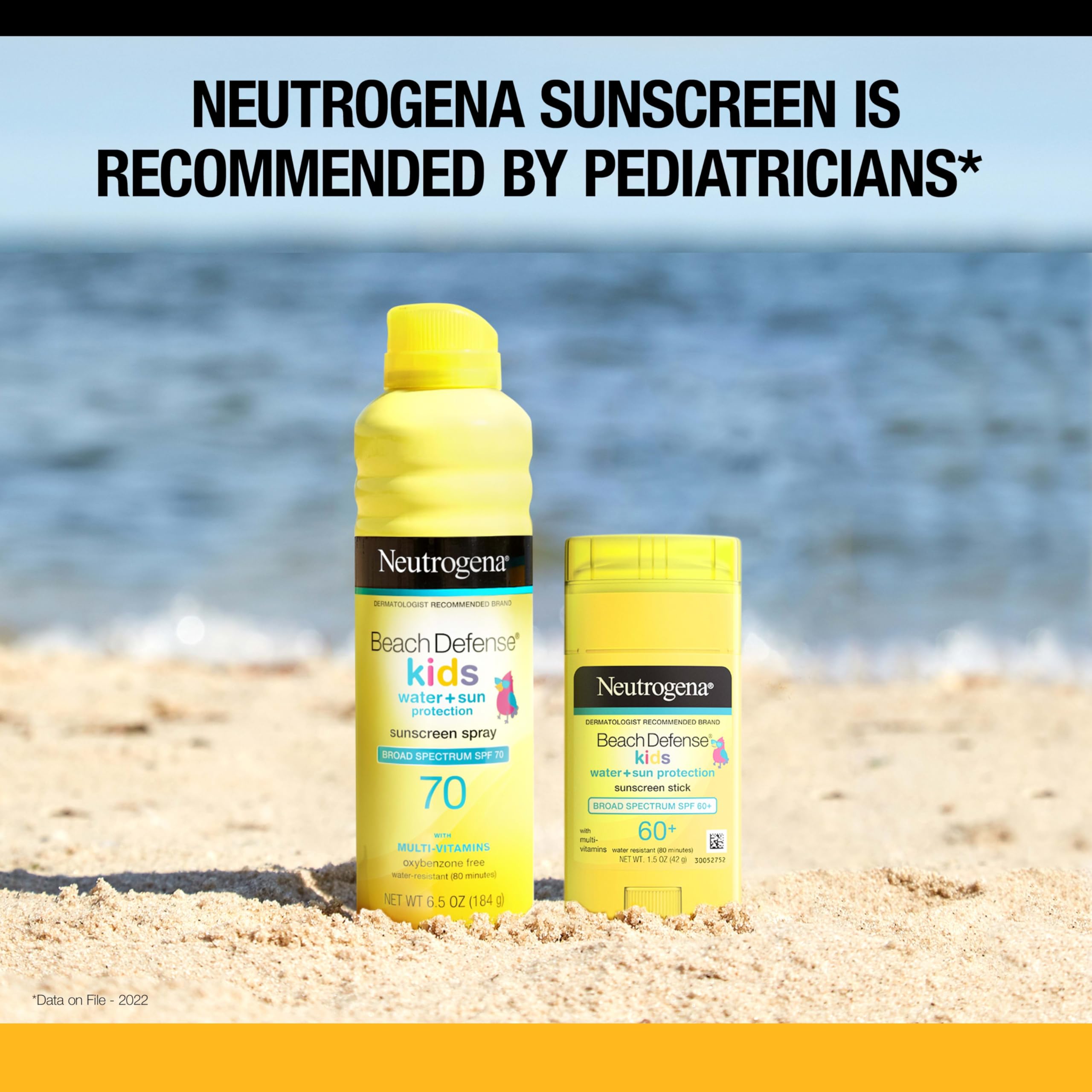 Neutrogena Beach Defense Kids Sunscreen Stick SPF 60+, 1.5 oz | Hawaii Reef Act 104 Compliant, Octinoxate & Oxybenzone Free, Face & Body, Travel Size