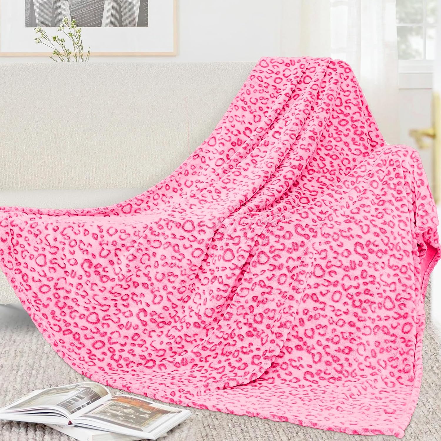 Buy now Fleece Cheetah Print Blanket Black Gray Small Kids Throw Blanket Lightweight Cozy Leopard Print Blanket Birthday Gifts for Teens Girls Boys Twin Size 60" x 80" (150 x 200 cm) Leopard Pink at indiglob india