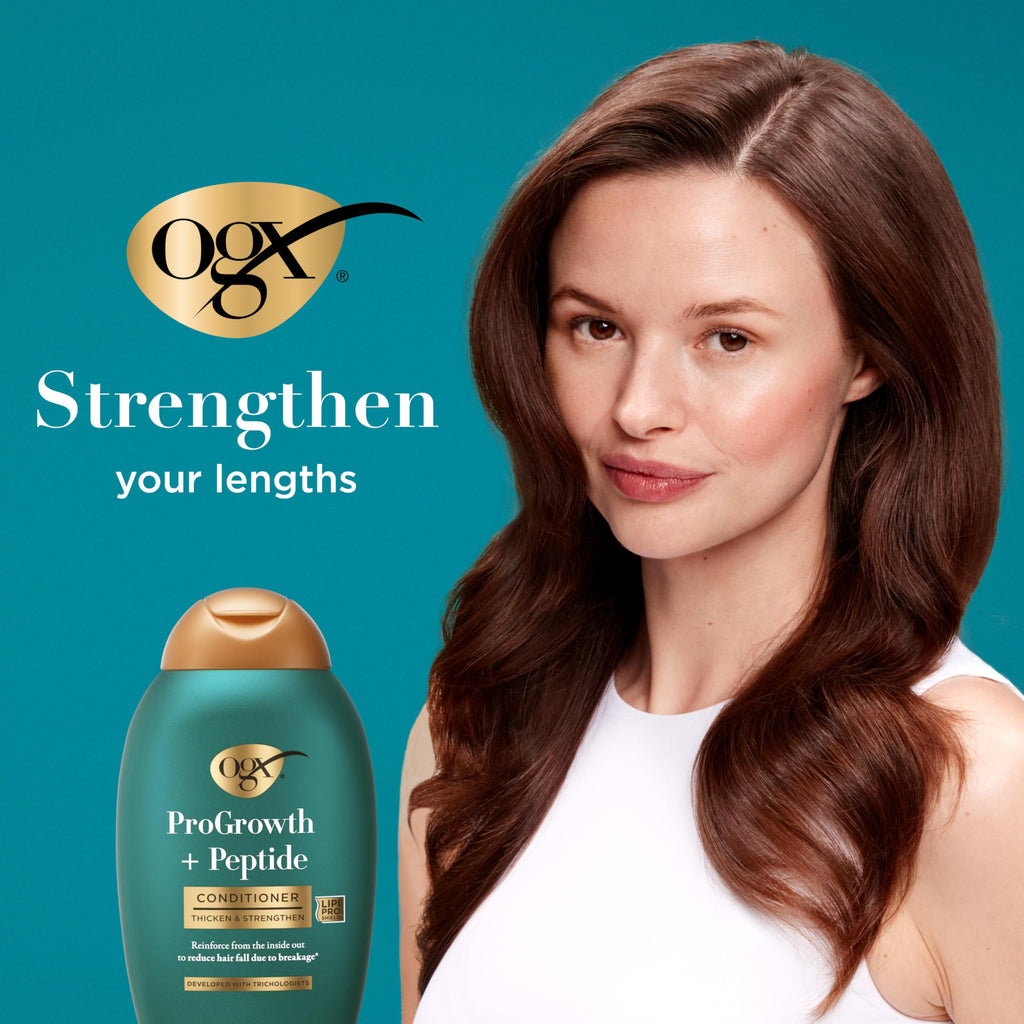 OGX ProGrowth + Peptide Conditioner, 13 fl oz | Thickening, Moisturizes, Reinforces and Strengthens Hair, Reduces Hair Fall Due to Breakage