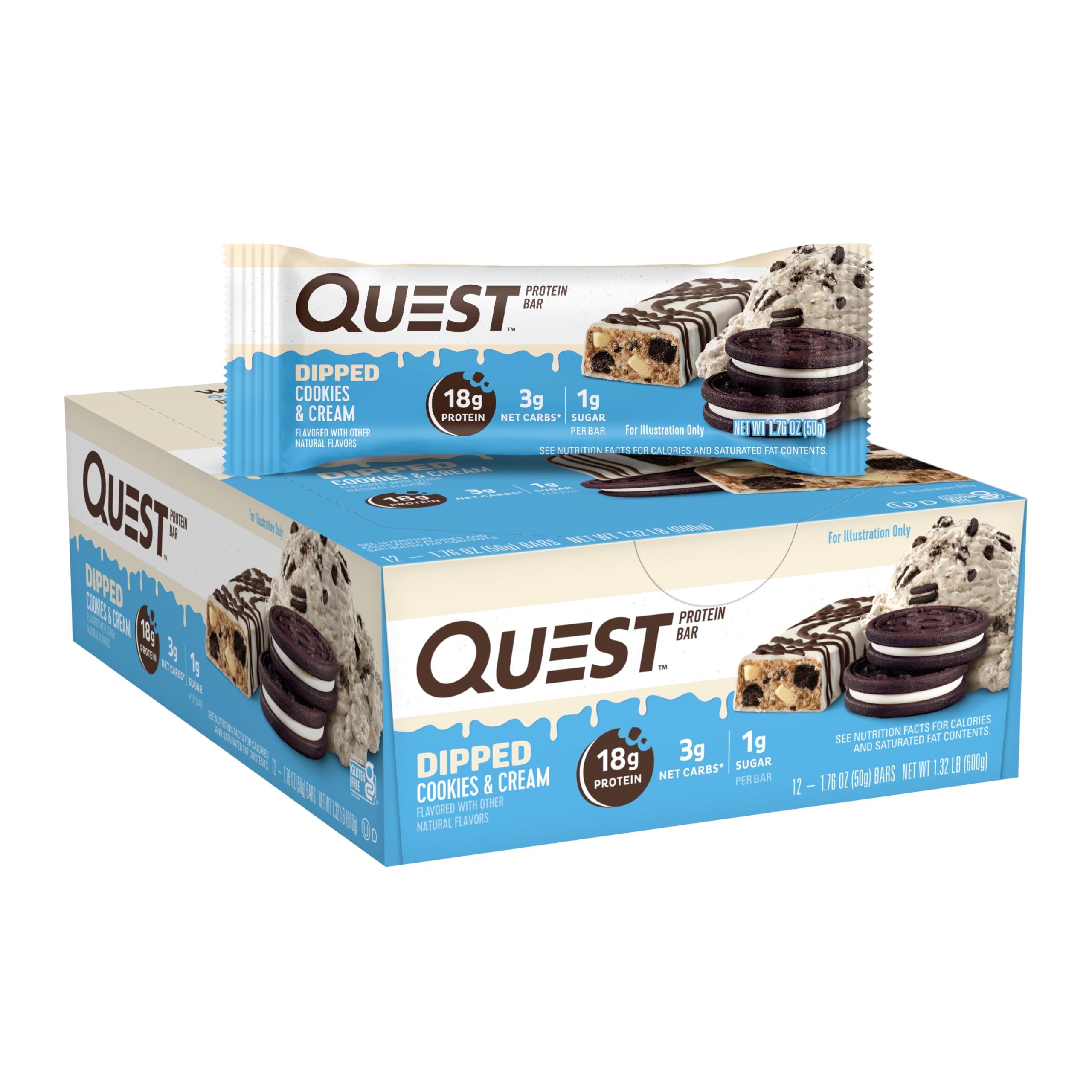 Buy now Quest Nutrition Chocolate Brownie Protein Bar, 20g Protein, 1g Sugar, 4g Net Carb, High Fiber, Gluten Free, 12 Count at indiglob india