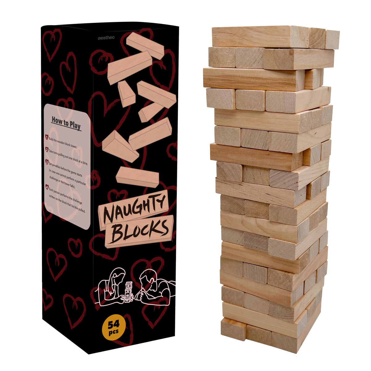 Naughty Blocks – Adult Couples Game with 54 Sexy Challenges for Date Night