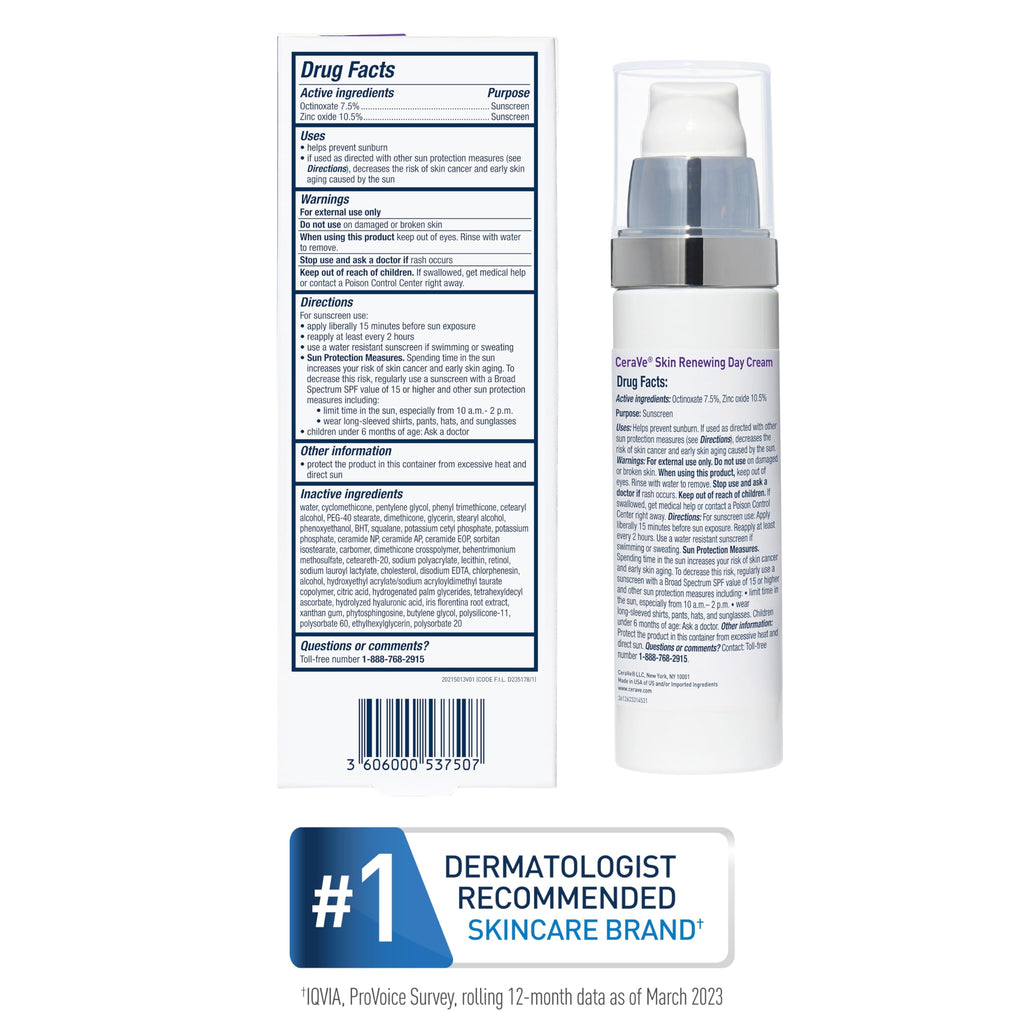 CeraVe Day Cream, Anti-Aging Retinol Face Moisturizer with SPF 30, 1.76oz | Skin Care, Anti Aging Face Cream with SPF 30 and Hyaluronic Acid Hydrates & Uses Encapsulated Retinol To Smooth Skin Texture