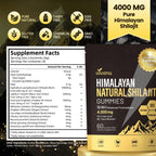 Himalayan Shilajit Gummies with Ashwagandha & Gokshura | 85+ Trace Minerals & Fulvic Acid | Organic, Non-GMO Micronutrient Supplement for Men & Women | 100% Pure & Natural(4kMG /1 Bag)