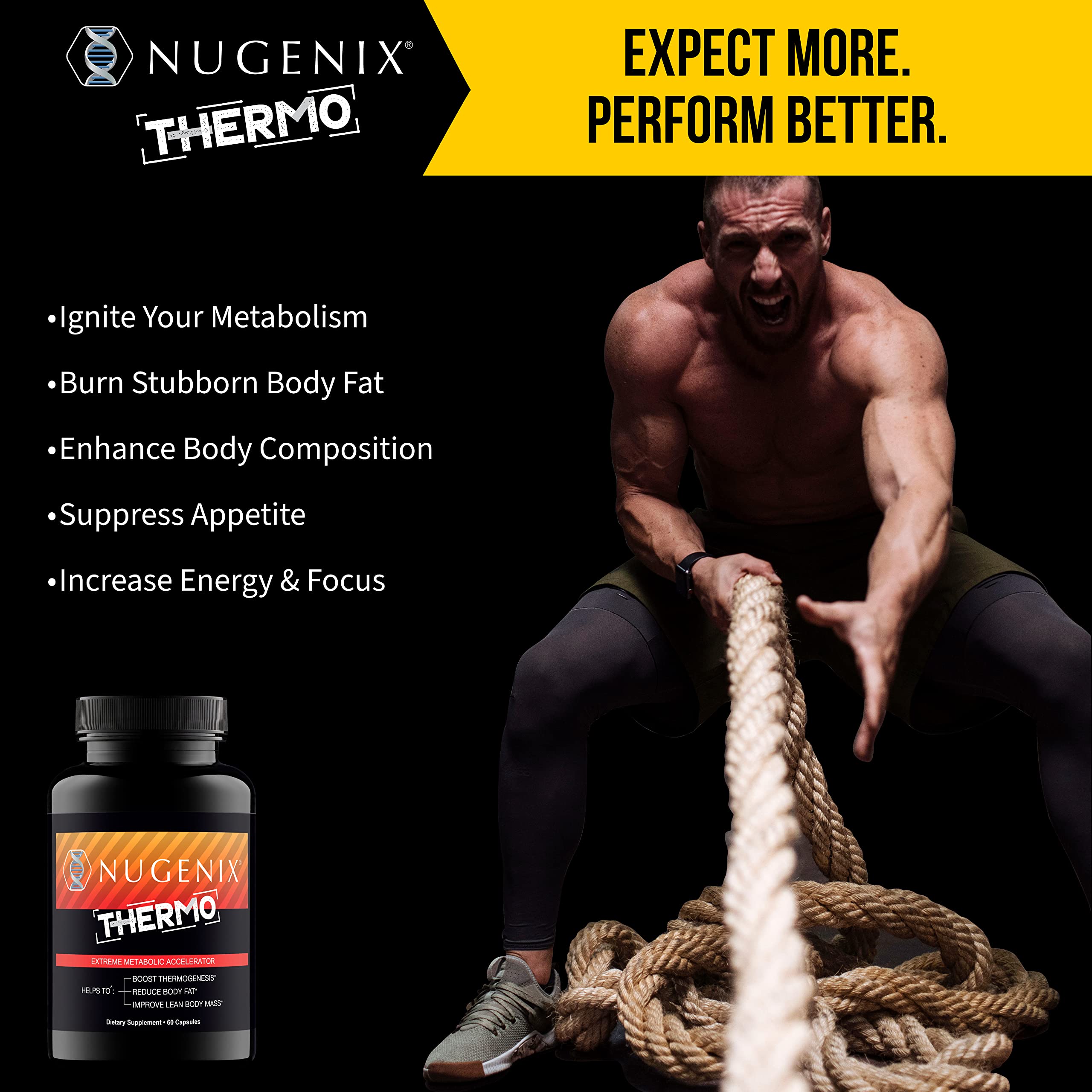 Nugenix Thermo - Thermogenic Fat Burner for Men, 42 Count | Reduce Body Fat, Suppress Appetite, Metabolic Accelerator, Belly Fat