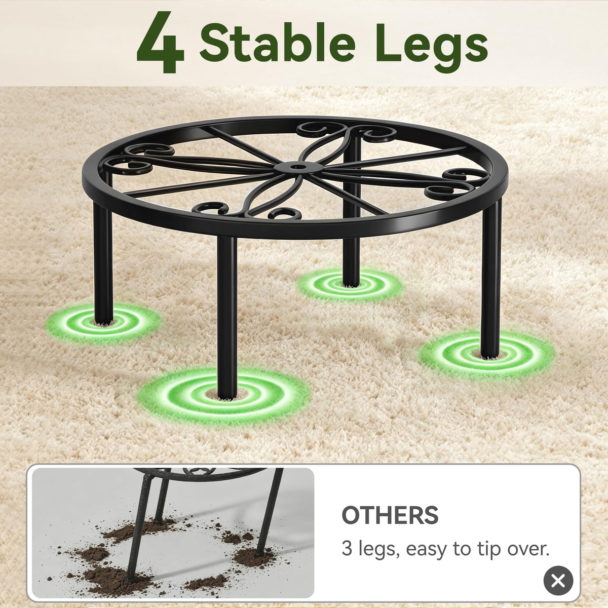 bussdis 10.24IN Short Plant Stand-Heavy Duty Flower Pot Stand, Potted Plant Holder, Anti-rust Metal Plant Pot Shelf for Room Indoor and Outdoor Courtyard, Gardens.