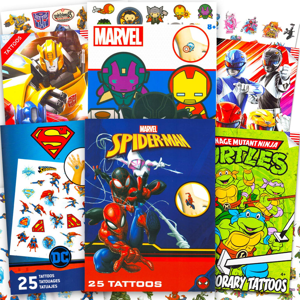 Superhero Tattoos Ultimate Bundle, 150 Pcs