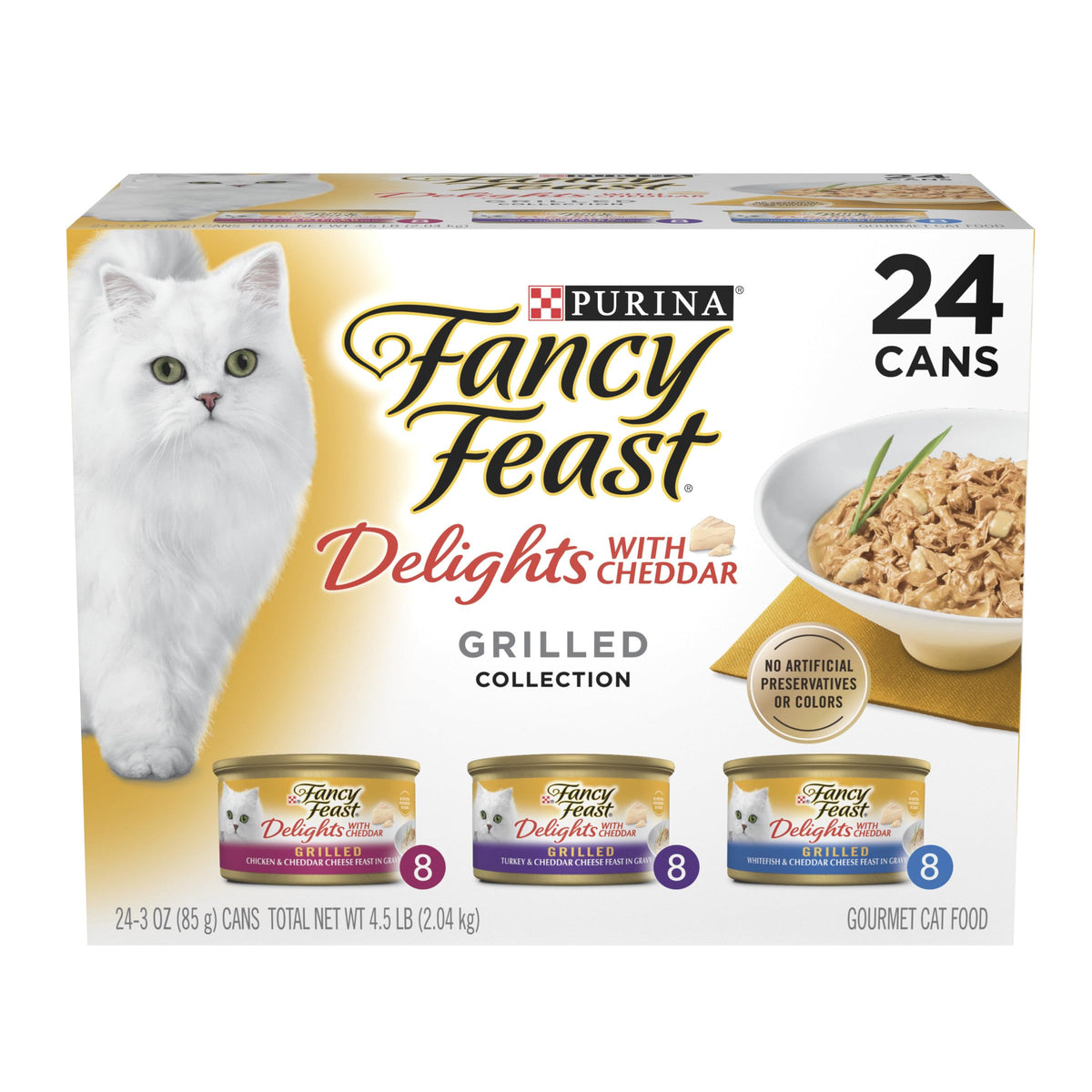 Purina Fancy Feast Delights with Cheddar Wet Cat Food, 3 oz cans, 24-Pack