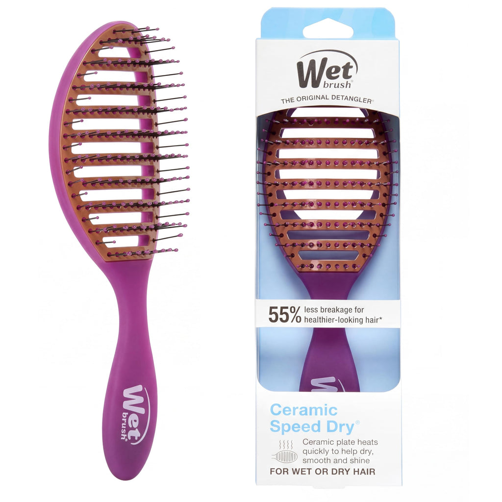 Wet Brush Ceramic Speed Dry Detangler, Black, Vented Blow-Dry Hair Brush | Soft HeatFlex Bristles, Up to 45% Faster Drying with Less Breakage, Smooth Shine & Easy Styling for All Hair Types