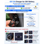 VHBW 42V 2A Electric Scooter Charger for 36V Lithium Battery