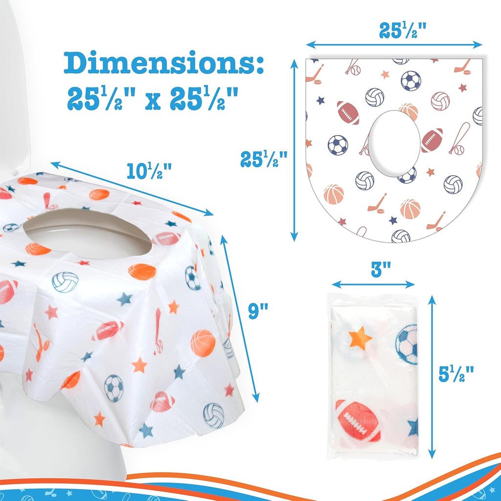 Buy now Toilet Seat Covers Disposable (12 Pack, Sports) - XL Waterproof Toilet Cover for Toddlers, Kids & Adults - Portable & Individually Wrapped for Travel, Potty Training & Public Restrooms at indiglob india