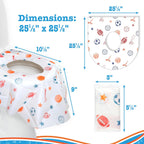 Buy now Toilet Seat Covers Disposable (12 Pack, Sports) - XL Waterproof Toilet Cover for Toddlers, Kids & Adults - Portable & Individually Wrapped for Travel, Potty Training & Public Restrooms at indiglob india
