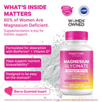 Pink Stork Magnesium Glycinate 420mg, Berry Essence, 60 Capsules | With Vitamin D, Supports Natural Calm, Mood, and Sleep, Hormone Balance for Women, 1 Month Supply
