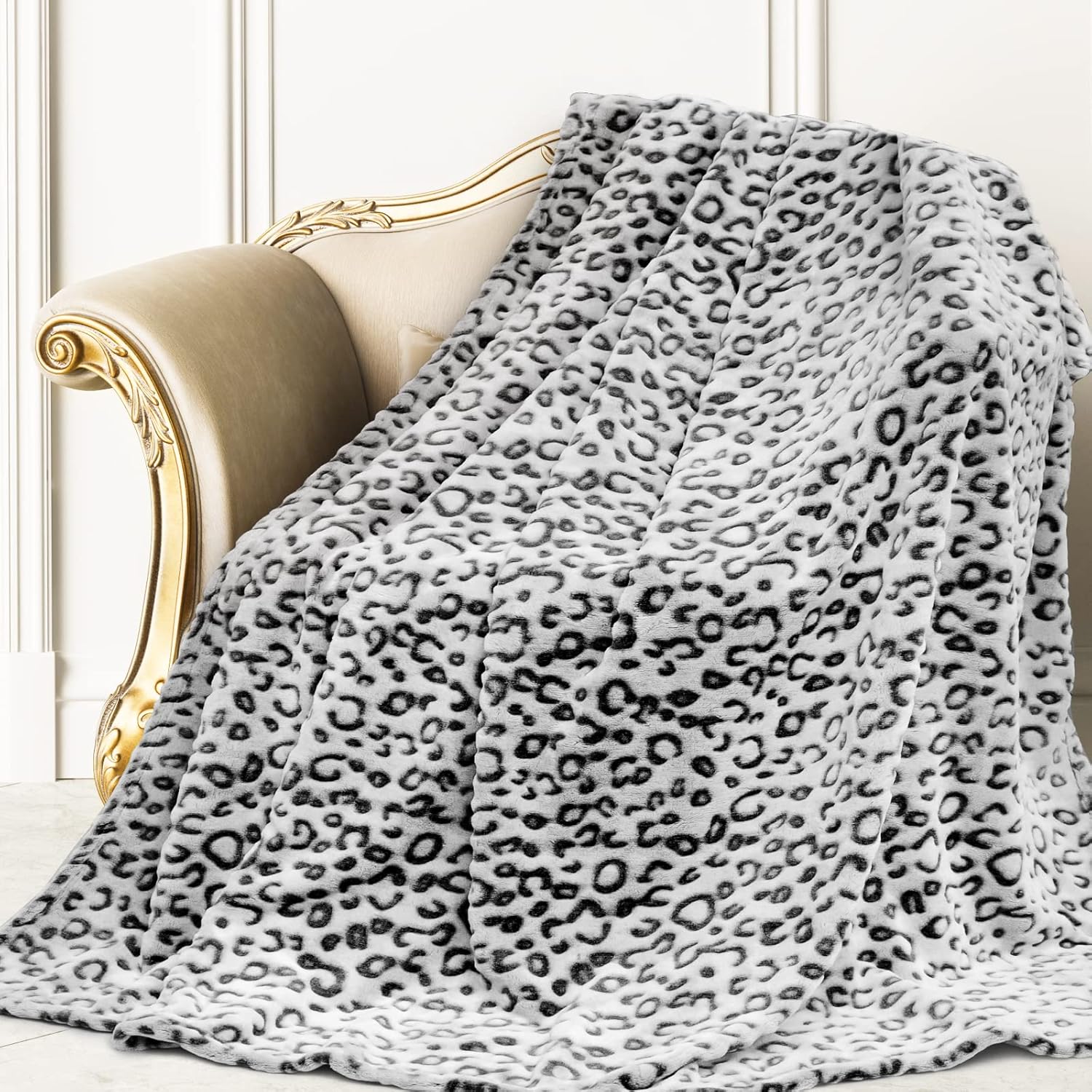 Buy now Fleece Cheetah Print Blanket Black Gray Small Kids Throw Blanket Lightweight Cozy Leopard Print Blanket Birthday Gifts for Teens Girls Boys Throw Size 50" x 60" (130 x 150 cm) Leopard Black at indiglob india
