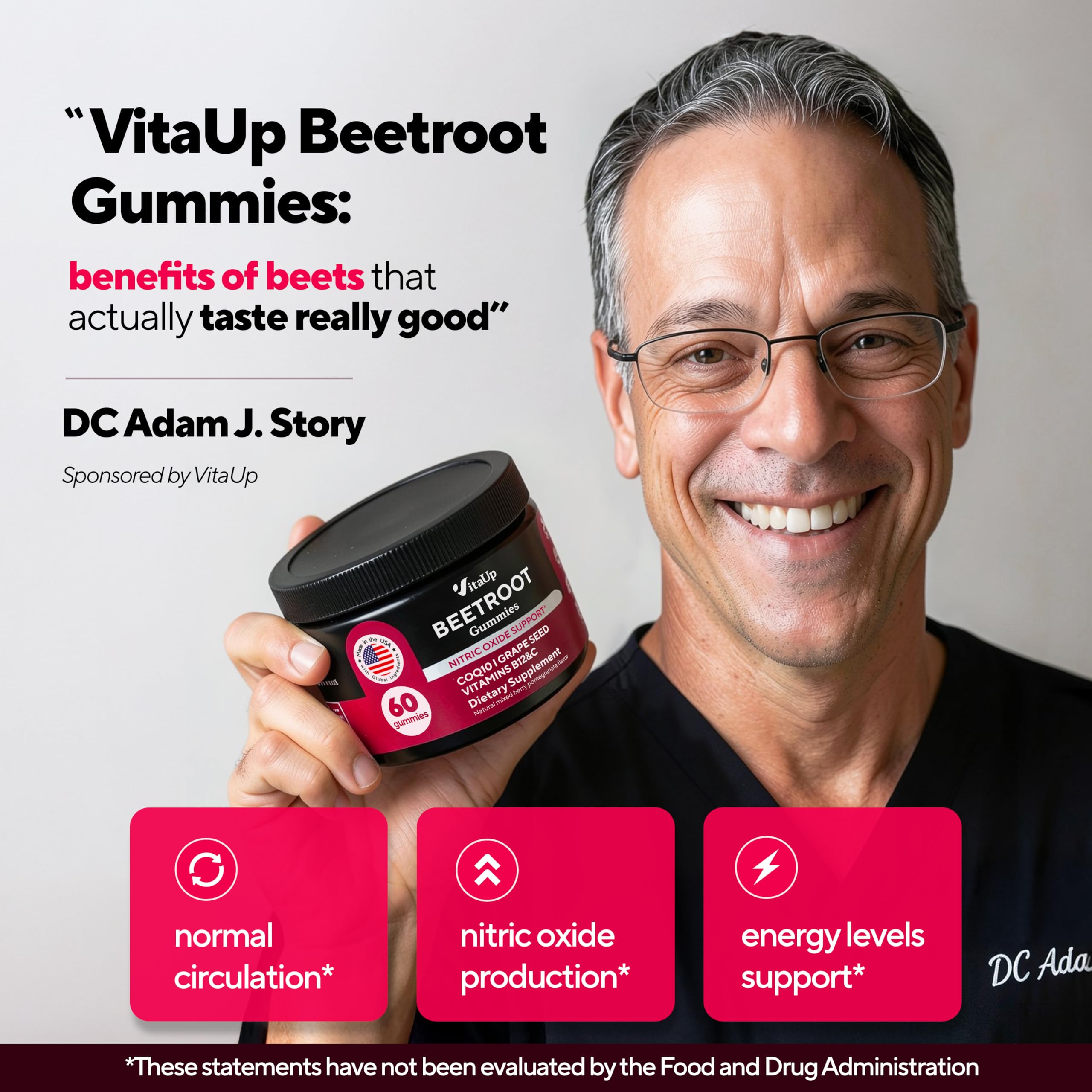 Beet Root Gummies – Beetroot Gummies with CoQ10, Grape Seed, Vitamin C, B12 & B3 – Beets Gummies for Circulation, Energy & Immune Support – 60 Beets Chews – Pack of 3