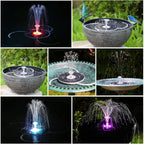 Buy now AISITIN 3.5W Solar Fountain Pump, LED Lighting Solar Water Pump Floating Fountain with 6 Nozzles, 1500mAh Battery Backup for Bird Bath, Fish Tank, Pond or Garden Decoration Solar Aerator Pump at indiglob india