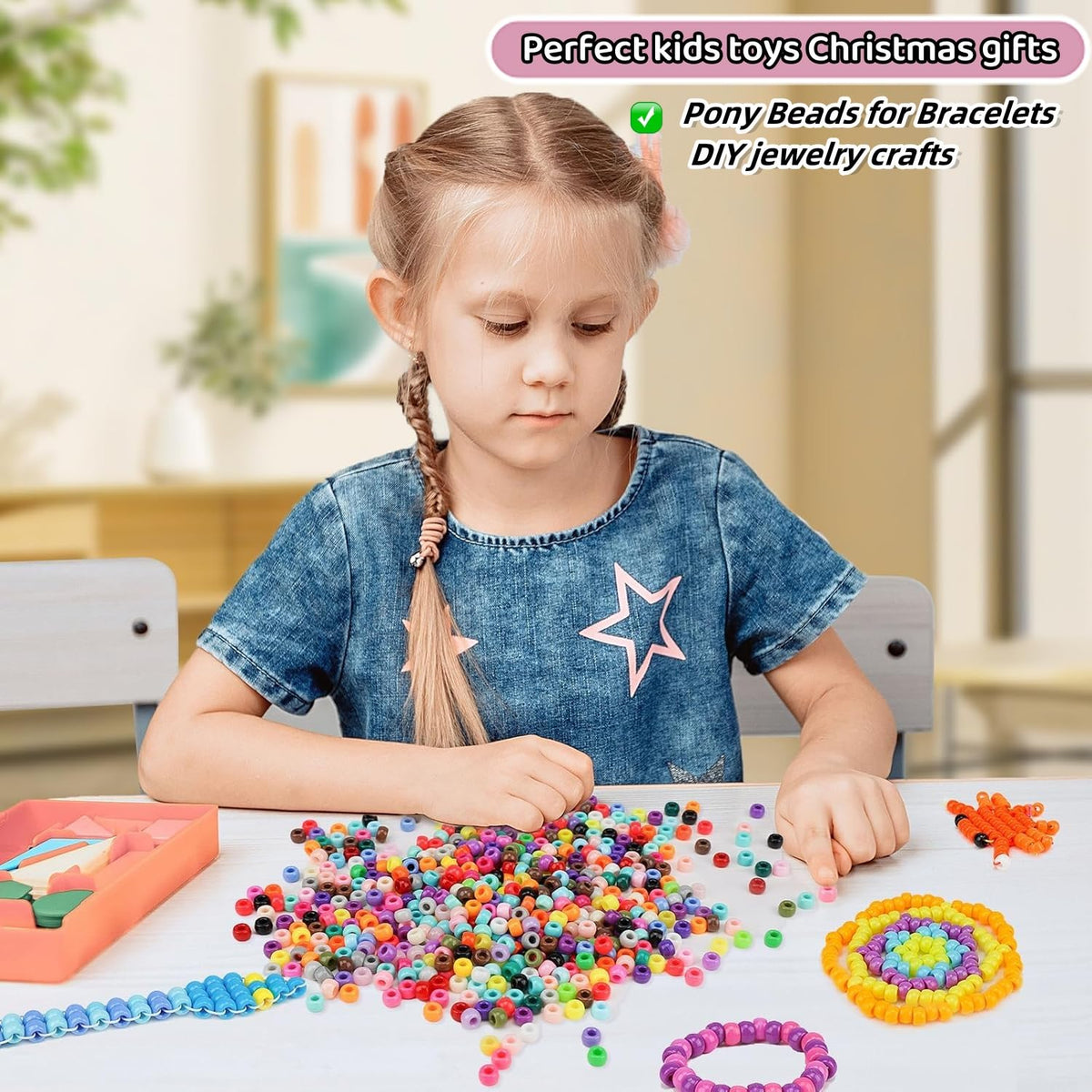 5 Boxes Bracelet Making Kit Pony Beads, 96 Colors Kandi Beads for Bracelets