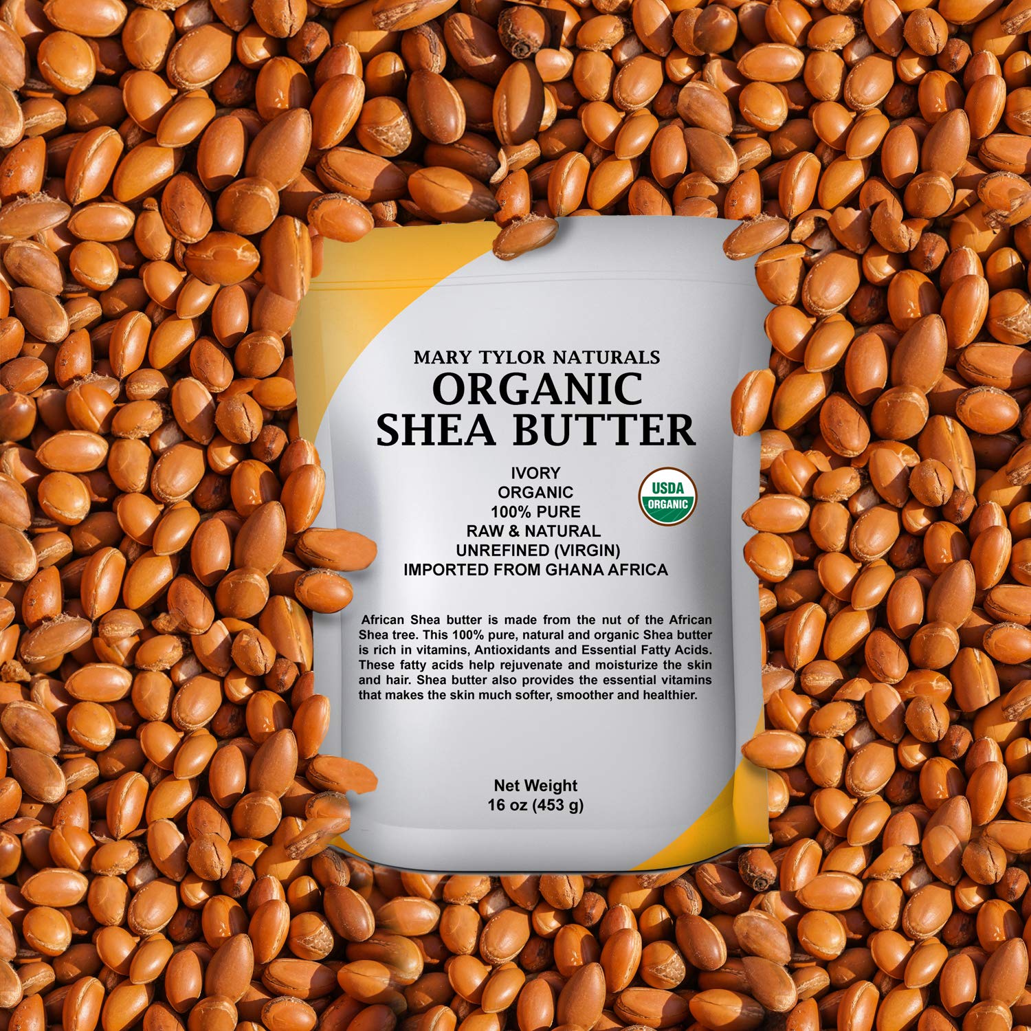 Buy now Mary Tylor Naturals Organic Shea Butter 1 lb â€” USDA Certified Raw, Unrefined, Ivory From Ghana Africa â€” Great for Hair, Skin and all your DIY Projects at indiglob india