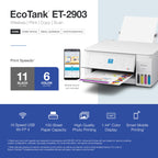 Epson EcoTank ET-2903 Wireless All-in-One Color Supertank Printer with up to 3 Years of Ink, Refillable Tanks, Perfect for Home, 11 PPM, 1.44" Color Screen, Built-in Scanner – White