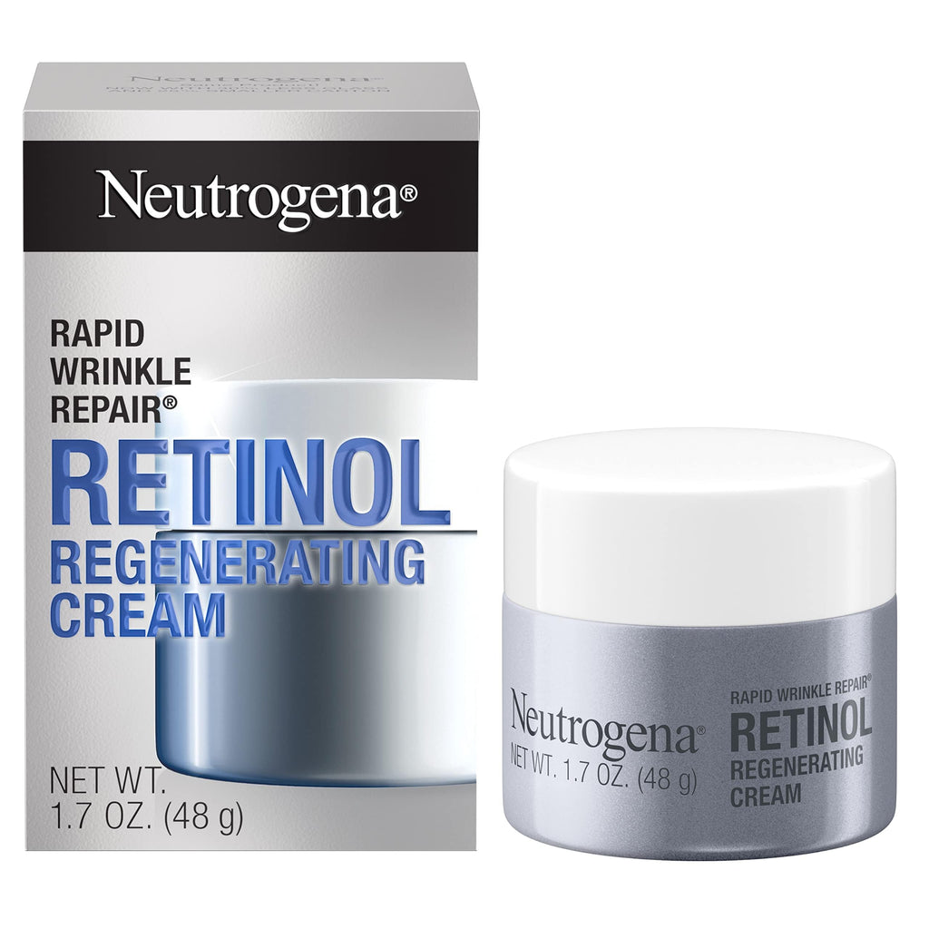 Neutrogena Rapid Wrinkle Repair Retinol Face Moisturizer, Fragrance Free, Daily Anti-Aging Face Cream with Retinol & Hyaluronic Acid to Fight Fine Lines, Wrinkles, & Dark Spots, 1.7 oz
