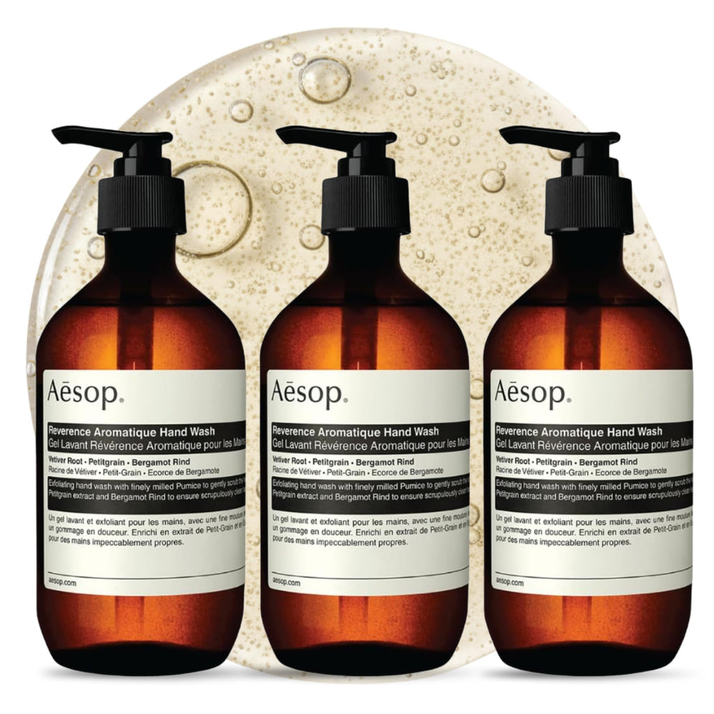 Aesop Reverence Aromatique Exfoliating Hand Wash | Exfoliating Hand Soap with Finely Milled Pumice | Gentle Cleanser & Skin-Smoothing Formula with Vetiver & Bergamot | 500mL / 16.9 oz (Pack of 5)
