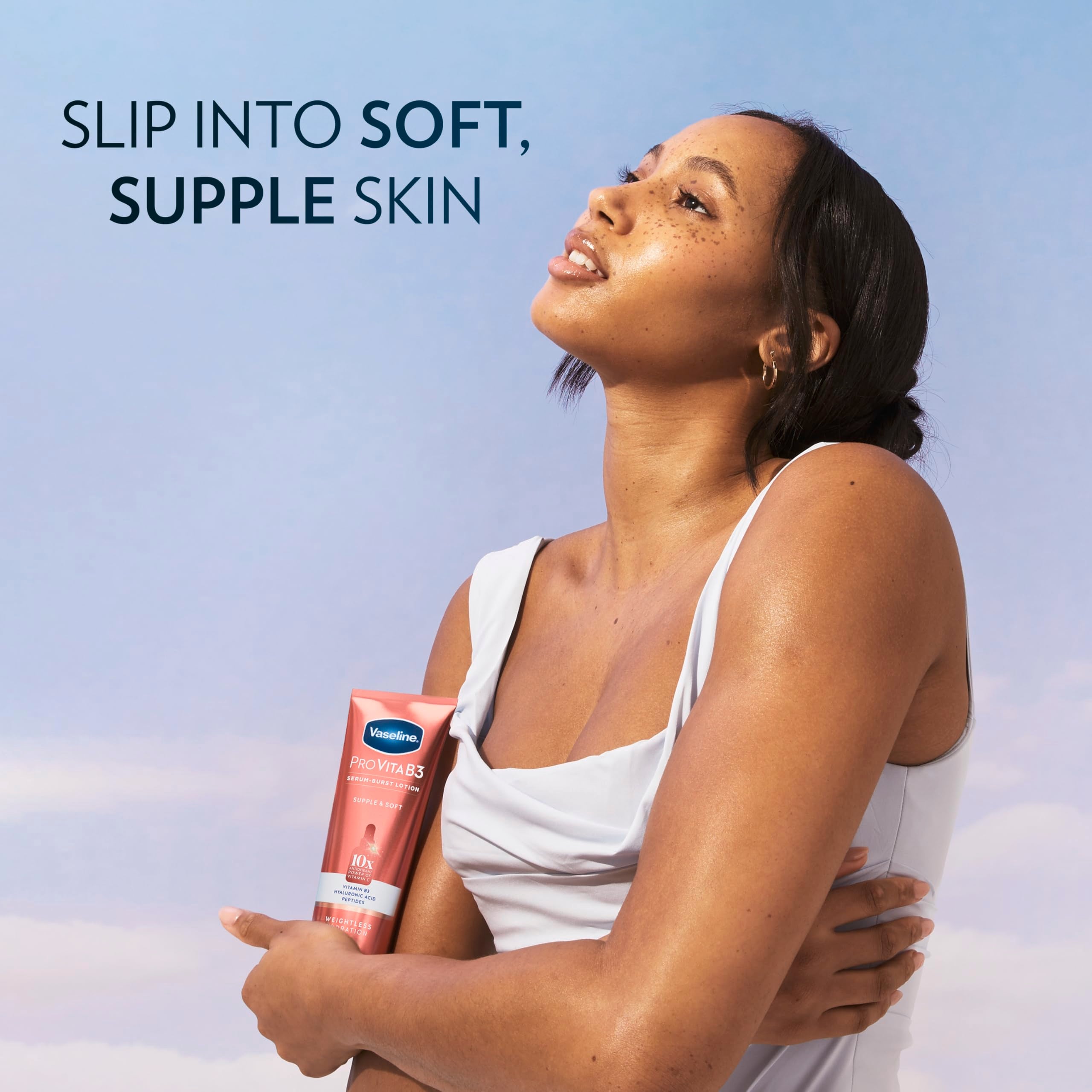 Vaseline Pro VitaB3 Serum Burst Body Lotion Supple & Soft 7.5oz | Body moisturizer for dull-looking skin with Vitamins C, E, Niacinamide, Hyaluronic Acid and Peptides for healthy glow