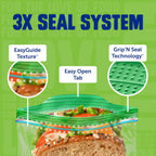 Buy now Ziploc XL Sandwich and Snack Bags with EasyGuide Texture, Plastic Storage Bags with Grip 'n Seal Technology, 90 Bags Total at indiglob india